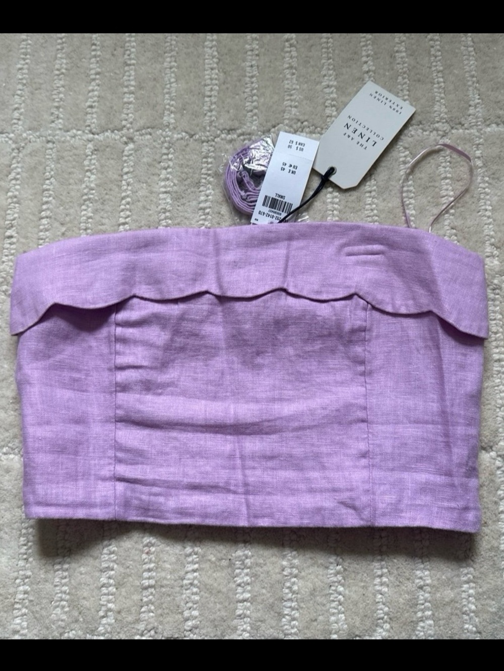 Abercrombie & Fitch Linen Strapless Scallop Set Top